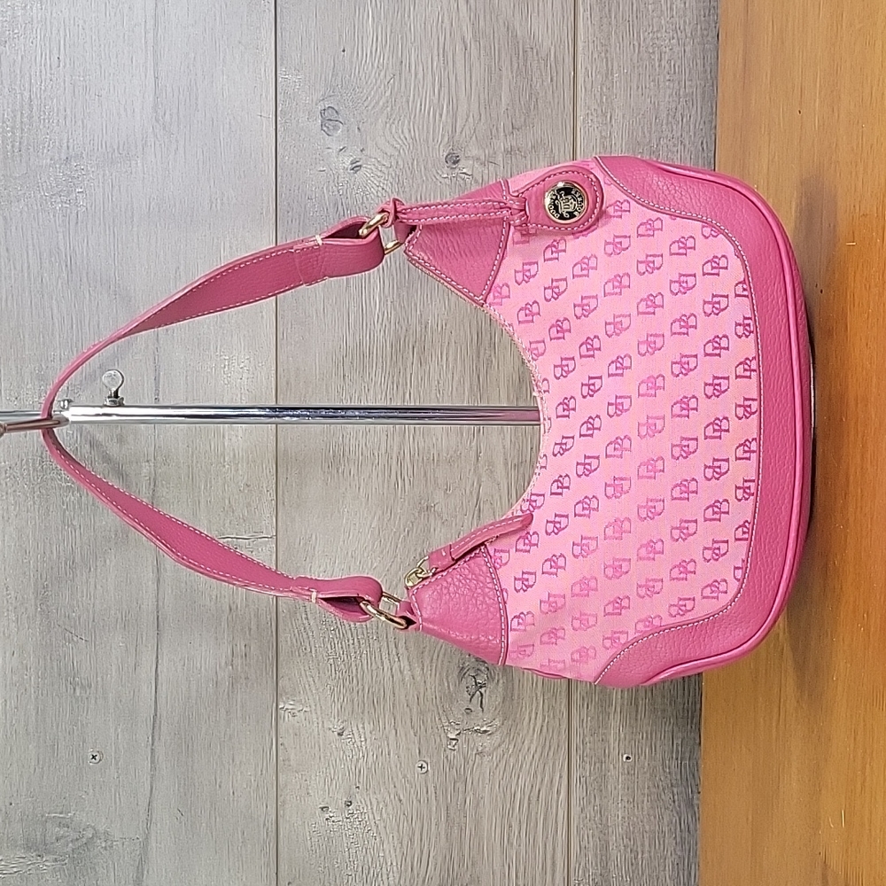 Dooney & Bourke Pink Canvas Leather Shoulder Bag Purse